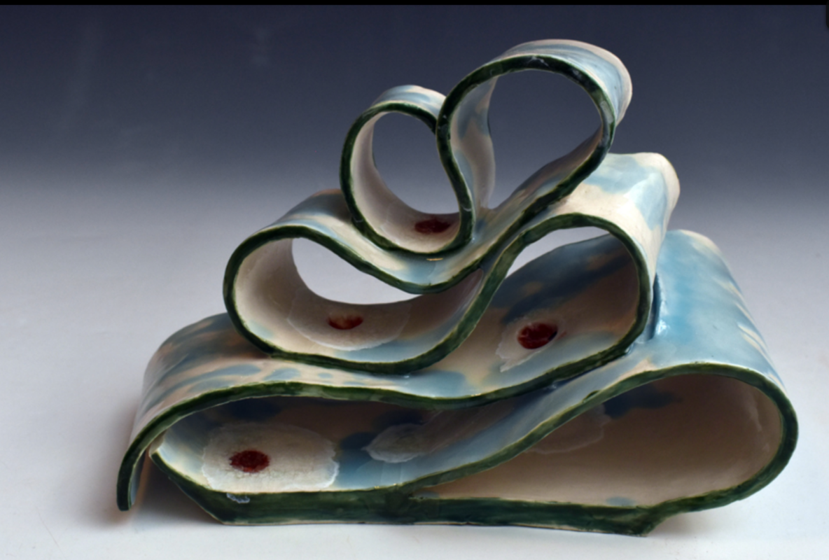 Nancy VanKanegan: Golgi fold (2022)- glazed porcelain, glass. 5 x 7 x 4 ...